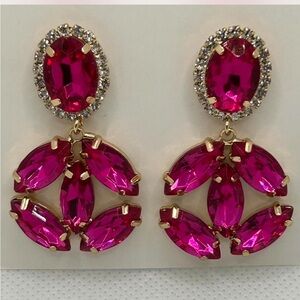 Pink and gold dangle statement earrings #glamour #party #festival